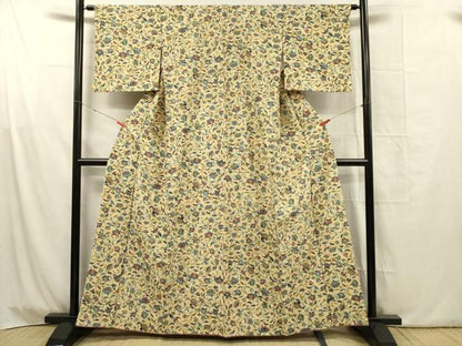 平和屋着物■上質な紬　更紗花文　三越扱い　正絹　逸品　DABG1752ya