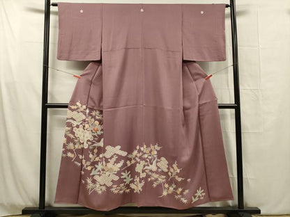 平和屋着物■豪華色留袖　刺繍　飛鶴花文　金彩　正絹　逸品　DABG1754ya