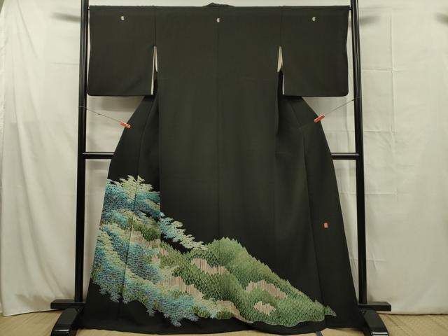 平和屋着物■豪華黒留袖　作家物　樹林文　金彩　正絹　逸品　DABG1759ya