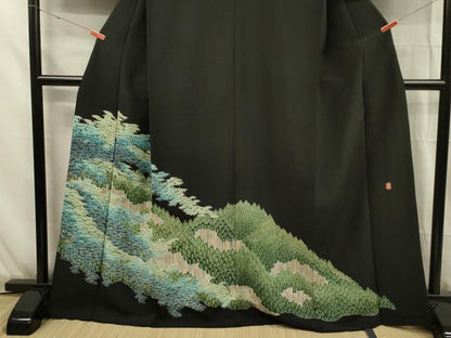 平和屋着物■豪華黒留袖　作家物　樹林文　金彩　正絹　逸品　DABG1759ya