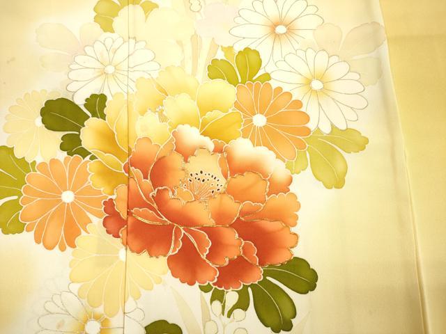 平和屋着物■訪問着　駒刺繍　草花文　暈し染め　金彩　正絹　逸品　DABG1765ya