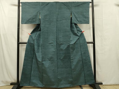 平和屋着物■上質な紬　錆浅葱色　正絹　逸品　未使用　DABG1769ya