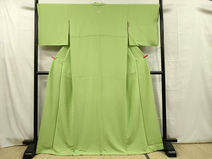 平和屋着物■上質な色無地　青丹色　正絹　逸品　DABG1774ya