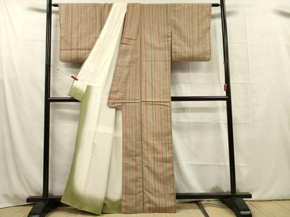 平和屋着物■上質な紬　縞　正絹　逸品　DABG1779ya