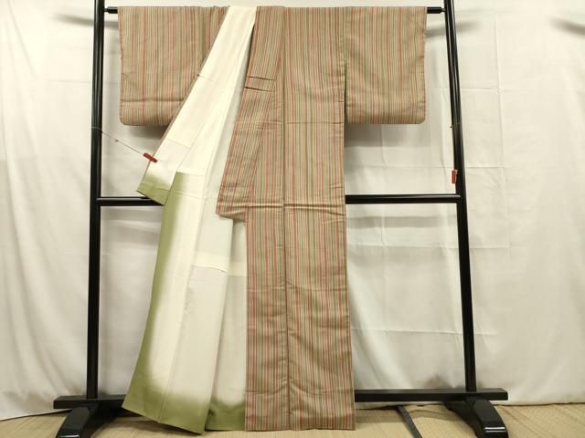 平和屋着物■上質な紬　縞　正絹　逸品　DABG1779ya