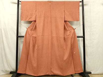 平和屋着物■本草木染作家　瑞寶　色無地　霞地紋　赤茶色　正絹　逸品　DABG1785ya
