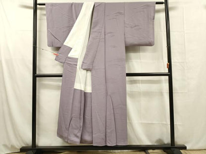 平和屋着物■上質な色無地　亀甲霞地紋　薄葡萄色　正絹　逸品　DABG1793ya