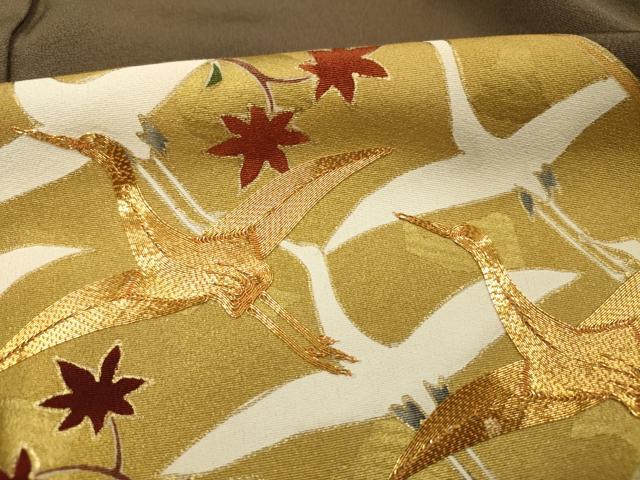 平和屋着物■豪華色留袖　駒刺繍　流水飛鶴花文　枝梅　金彩　正絹　逸品　DABG1801ya