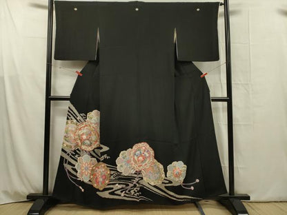 平和屋着物■豪華黒留袖　駒刺繍　花鳥絵皿文　東武百貨店扱い　正絹　逸品　DABG1802ya