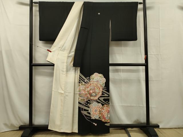 平和屋着物■豪華黒留袖　駒刺繍　花鳥絵皿文　東武百貨店扱い　正絹　逸品　DABG1802ya