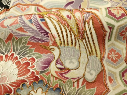 平和屋着物■豪華黒留袖　駒刺繍　花鳥絵皿文　東武百貨店扱い　正絹　逸品　DABG1802ya