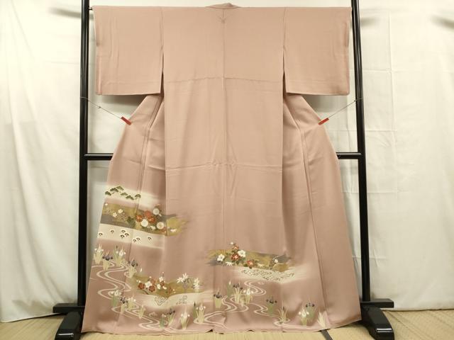 平和屋着物■豪華色留袖　駒刺繍　草花松文　枝梅　暈し染め　金彩　正絹　逸品　DABG1803ya