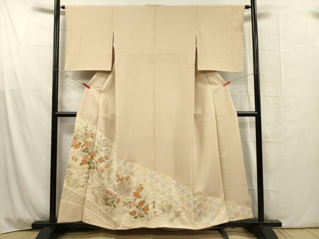 平和屋着物■豪華色留袖　駒刺繍　草花文　金彩　正絹　逸品　DABG1804ya