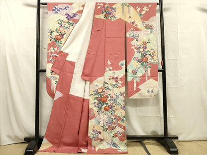 平和屋着物■豪華振袖　駒刺繍　草花文　鴛鴦　金彩　正絹　逸品　DABG1809ya