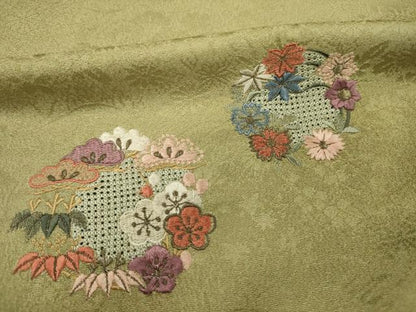 平和屋着物■中国三大刺繍　スワトウ刺繍　汕頭刺繍　総刺繍　色留訪問着　草花丸文　暈し染め　正絹　逸品　DABG1822ya