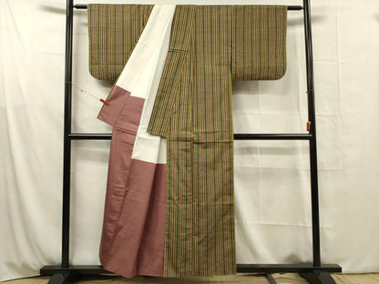 平和屋着物■上質な紬　縞　正絹　逸品　DABG1823ya