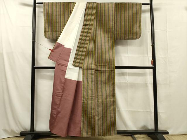 平和屋着物■上質な紬　縞　正絹　逸品　DABG1823ya