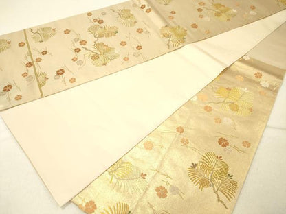 平和屋着物◎全通柄袋帯　唐織　綾偉呂全通　舞桜松葉文　金糸　正絹　逸品　DABG1855ya