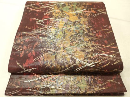 平和屋着物◎六通柄袋帯　松葉散らし　金糸　引箔　正絹　逸品　DABG1870ya