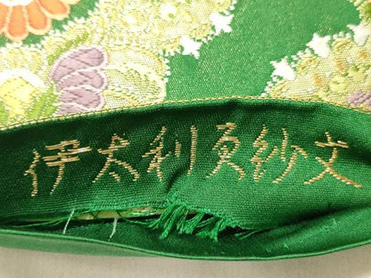 平和屋着物◎六通柄袋帯　唐織　伊太利更紗文　金糸　正絹　逸品　DABG1878ya