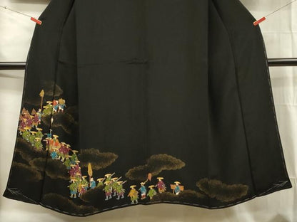 平和屋着物■豪華黒留袖　大名行列　金彩　正絹　逸品　DABG1912ya