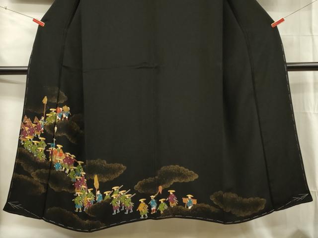 平和屋着物■豪華黒留袖　大名行列　金彩　正絹　逸品　DABG1912ya