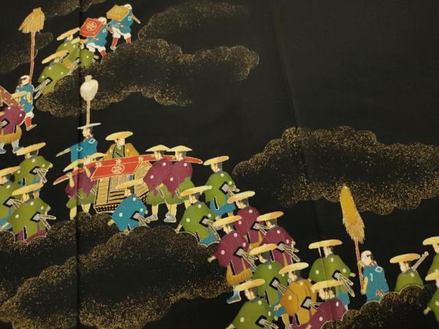 平和屋着物■豪華黒留袖　大名行列　金彩　正絹　逸品　DABG1912ya