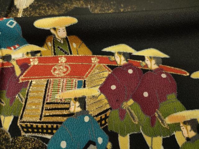平和屋着物■豪華黒留袖　大名行列　金彩　正絹　逸品　DABG1912ya