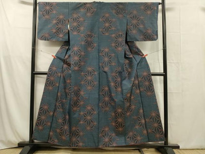 平和屋着物■本場大島紬　麻の葉文様　正絹　逸品　DABG1918ya