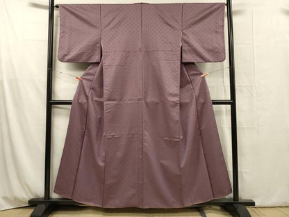 平和屋着物■上質な色無地　毘沙門亀甲地紋　葡萄鼠色　正絹　逸品　DABG1919ya