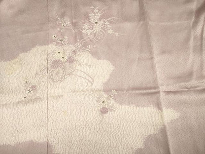 平和屋着物■訪問着　刺繍　杢目絞り　花車文　銀糸　正絹　逸品　DABG1981ya