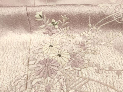 平和屋着物■訪問着　刺繍　杢目絞り　花車文　銀糸　正絹　逸品　DABG1981ya