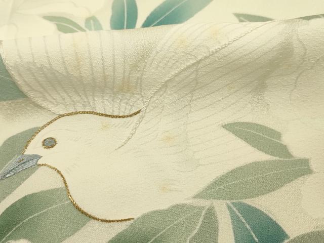 平和屋着物■訪問着　刺繍　花鳥文　暈し染め　金糸　正絹　逸品　DABG1983ya