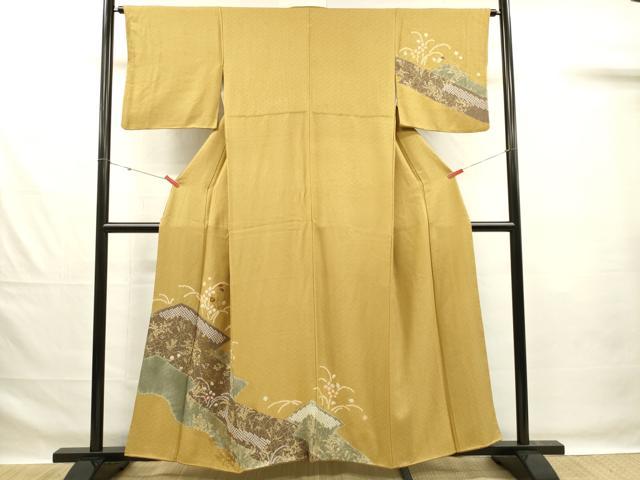 平和屋着物■訪問着　刺繍　絞り　草花文　金彩　正絹　逸品　DABG1985ya