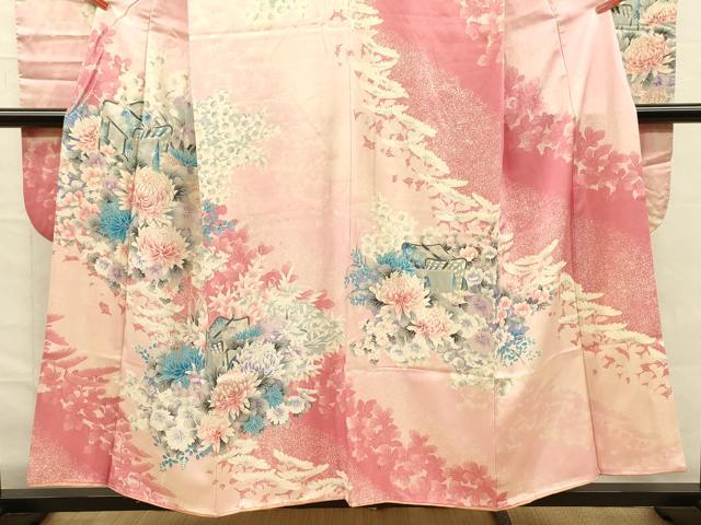 平和屋着物■豪華振袖　駒刺繍　御所車花文　乱菊　暈し染め　銀彩　正絹　逸品　DABG1990ya