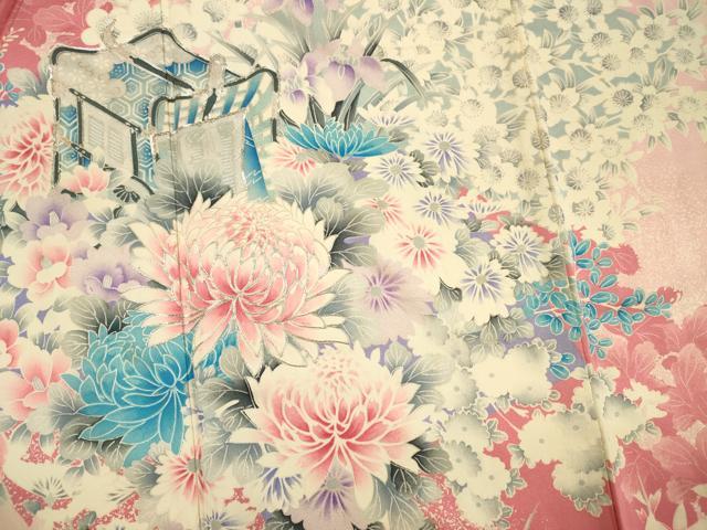 平和屋着物■豪華振袖　駒刺繍　御所車花文　乱菊　暈し染め　銀彩　正絹　逸品　DABG1990ya