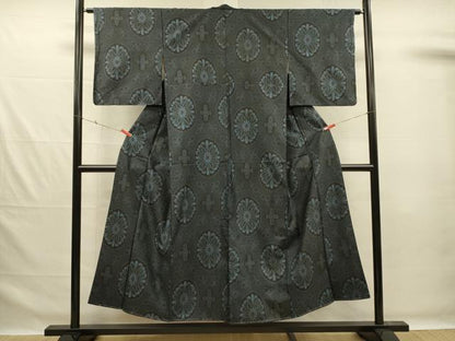 平和屋着物■本場大島紬　割り込み絣　舞花文　正絹　逸品　DABG1991ya