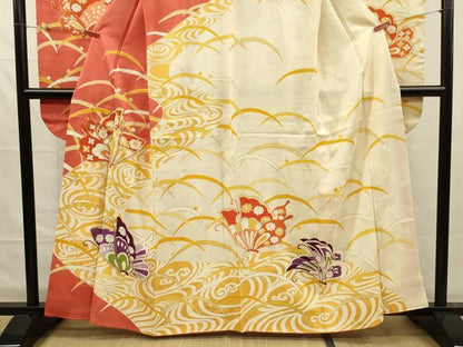 平和屋着物■豪華振袖　駒刺繍　舞蝶文　金彩　正絹　逸品　DABG1995ya