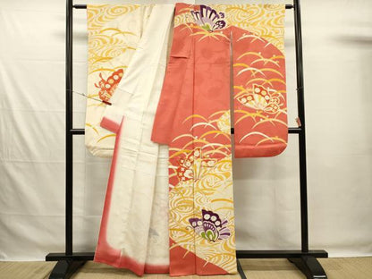 平和屋着物■豪華振袖　駒刺繍　舞蝶文　金彩　正絹　逸品　DABG1995ya