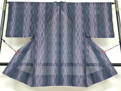 平和屋着物▽道行コート　スリーシーズン　春夏秋　塵除け　変わり縞　正絹　逸品　DABG2004ud