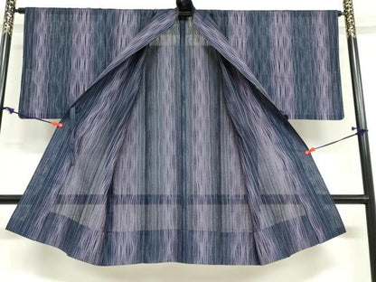平和屋着物▽道行コート　スリーシーズン　春夏秋　塵除け　変わり縞　正絹　逸品　DABG2004ud