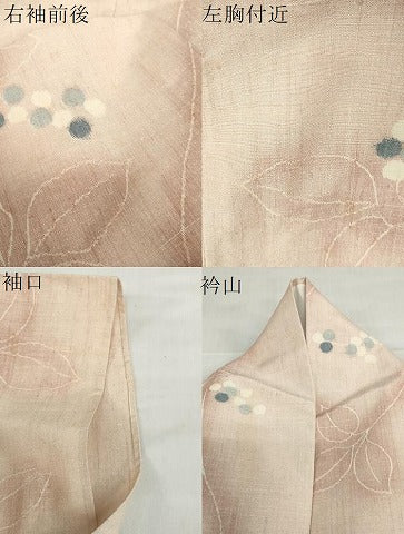 平和屋着物▽上質な紬　単衣　南天文　正絹　逸品　DABG2008ud