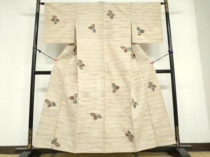 平和屋着物●上質な紬　ろうけつ染め　舞葉文　正絹　逸品　DABG2101ud