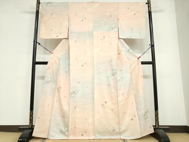 平和屋着物●上質な小紋　扇面舞花文　金銀彩　正絹　逸品　DABG2102ud