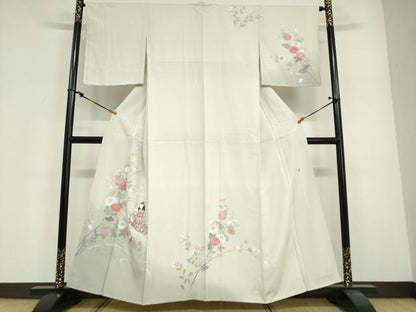 平和屋着物●訪問着　友禅　作家物　女人草花文　暈し染め　正絹　逸品　DABG2104ud