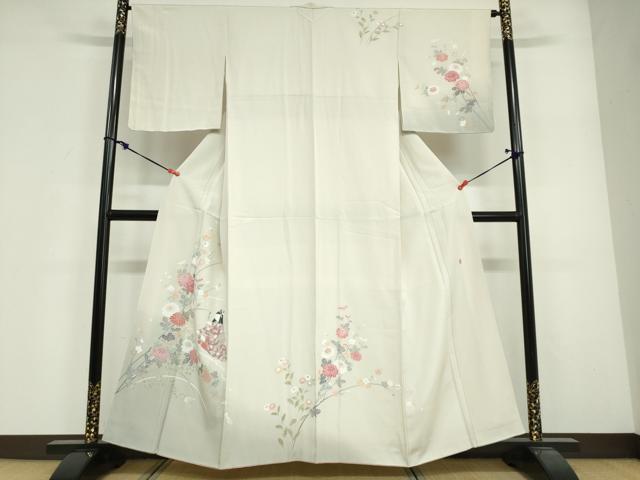 平和屋着物●訪問着　友禅　作家物　女人草花文　暈し染め　正絹　逸品　DABG2104ud