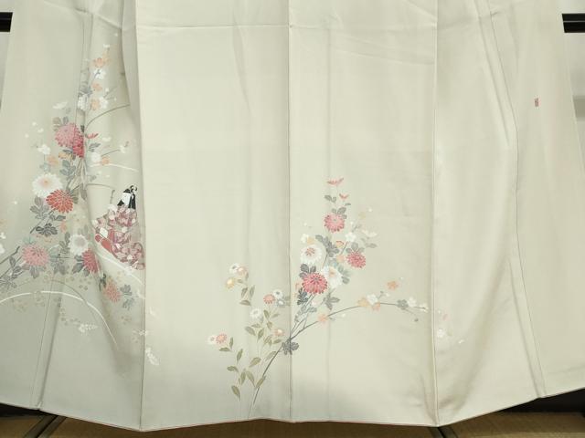 平和屋着物●訪問着　友禅　作家物　女人草花文　暈し染め　正絹　逸品　DABG2104ud