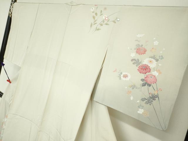 平和屋着物●訪問着　友禅　作家物　女人草花文　暈し染め　正絹　逸品　DABG2104ud