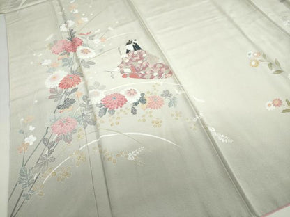 平和屋着物●訪問着　友禅　作家物　女人草花文　暈し染め　正絹　逸品　DABG2104ud