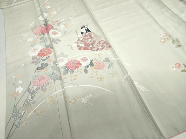 平和屋着物●訪問着　友禅　作家物　女人草花文　暈し染め　正絹　逸品　DABG2104ud